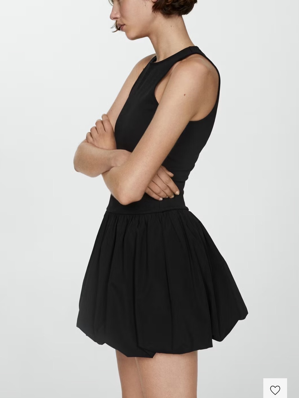 MANGO - short puffed hem dress - black - small
